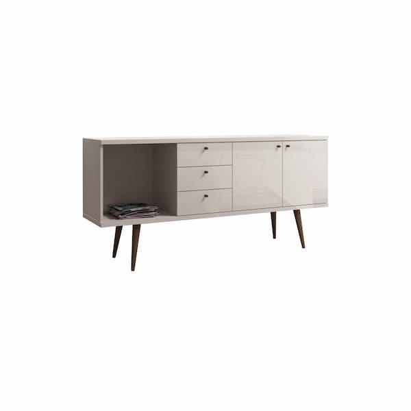 Manhattan Comfort Utopia 63.38 Wide Dresser with 3 Drawers in Off White and Maple Cream S-1010452 - main